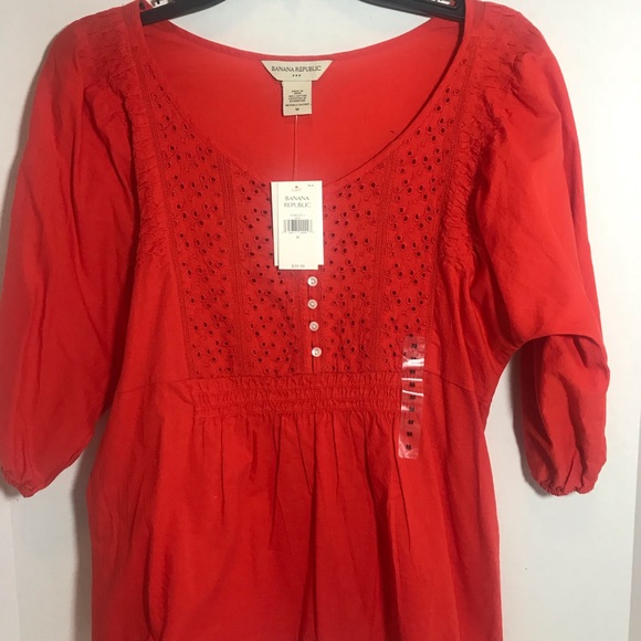 Banana Republic Tops - Banana Republic Eyelet Top Orange Medium BNWT